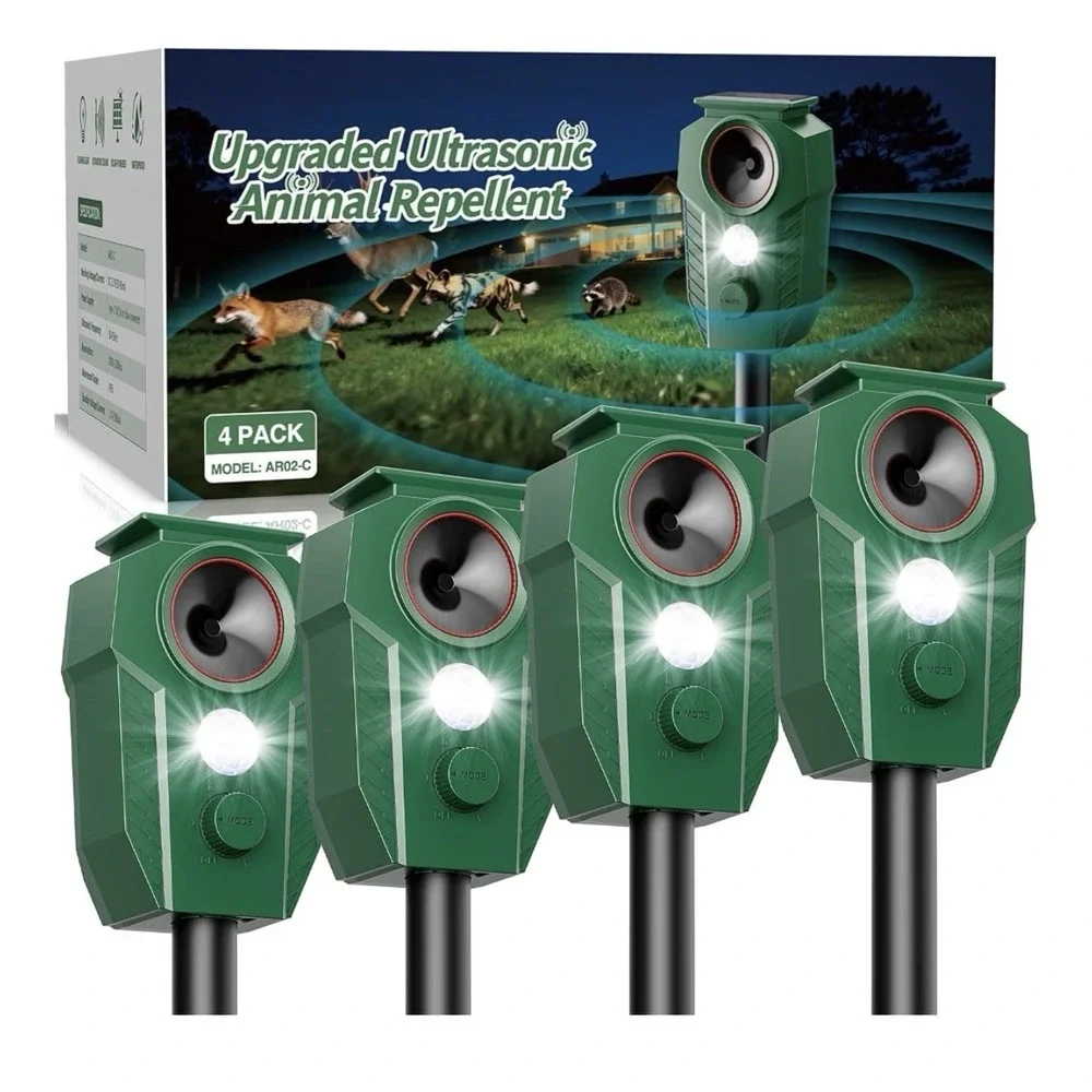 solar ultrasonic animal repellers outdoor With Motion Sensor‎ & LED Lights